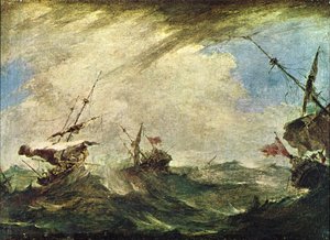 Navires dans une tempête en mer - Francesco Guardi